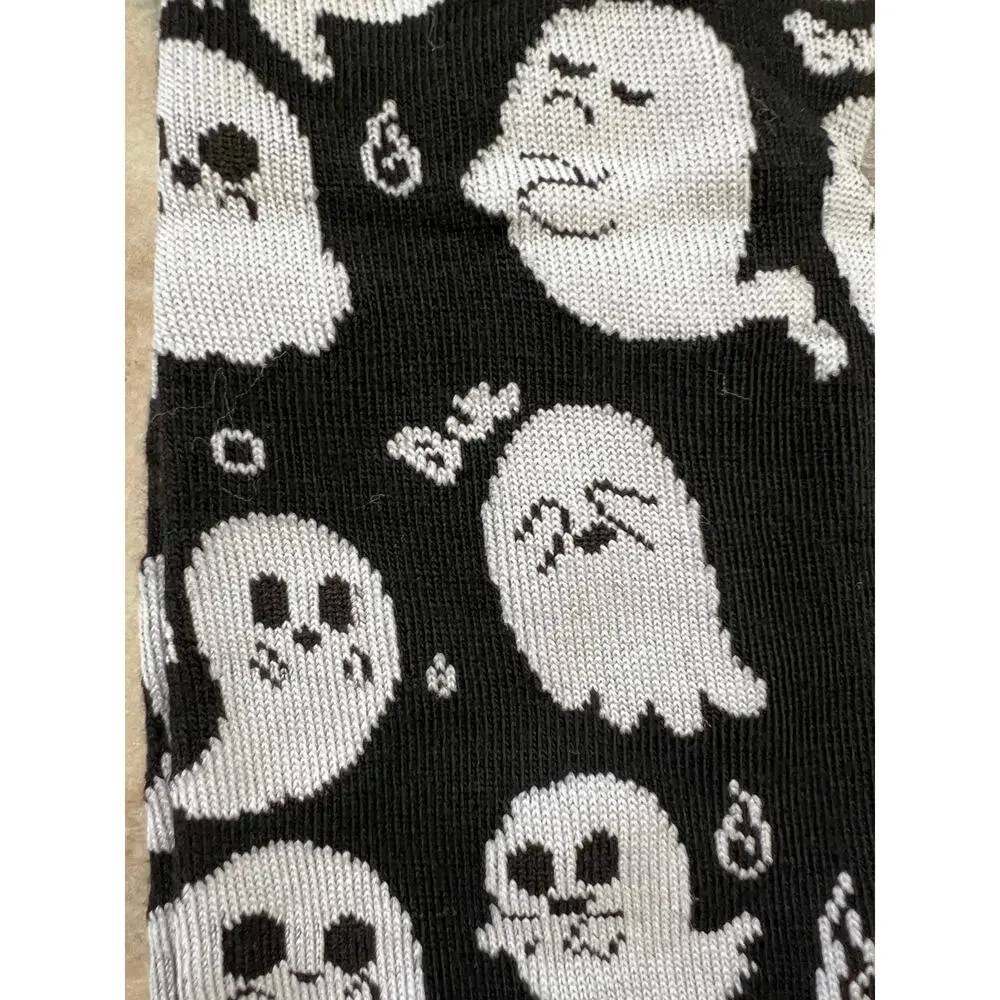 Ghost Socks 3 Pair Unisex Lot Black White Halloween Spooky Goth Tall Socks